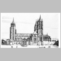 Église de Saint-Germain-des-Prés au XVIIe siècle. Les clochers encadrant le chœur seront arasés en 1822 (Wikipedia), Foto Marburg.jpg